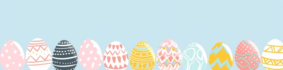Wall Mural - web banner. vector illustration of easter eggs with various colors and pattern designs.