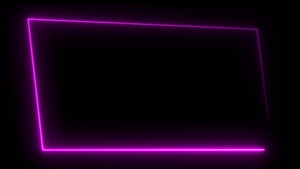 Wall Mural - abstract glowing neon light effect rectangle frame background illustration.