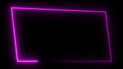 Wall Mural - Abstract neon light glowing rectangle frame loading background 4k illustration.