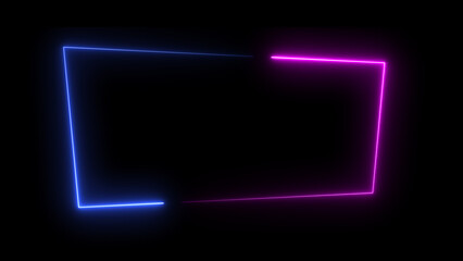 Wall Mural - abstract glowing neon light effect rectangle frame background illustration.