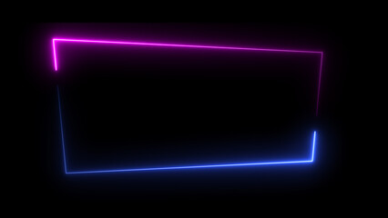 Wall Mural - abstract glowing neon light effect rectangle frame background illustration.