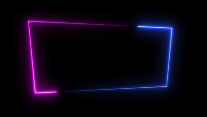 Wall Mural - Abstract neon light glowing rectangle frame loading background 4k illustration.