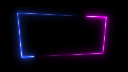 Wall Mural - abstract glowing neon light effect rectangle frame background illustration.