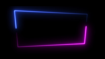 Wall Mural - Abstract neon light glowing rectangle frame loading background 4k illustration.