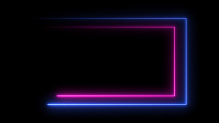Wall Mural - abstract glowing neon light effect rectangle frame background illustration.