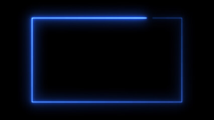 Wall Mural - abstract neon light glowing rectangle frame loading background 4k illustration.