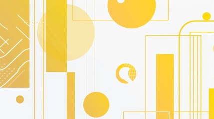 Poster - Yellow and white background flat line art