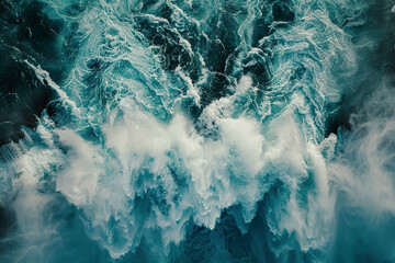 Wall Mural - A large wave crashing into the ocean, with foam and spray in the air,, generative ai image