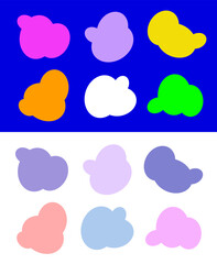 Aufkleber - Set of liquid shape. quirky freeform shapes. Abstract cloud Groovy funky sticker. bubble background. Hand drown minimal forms. Funny scribble 