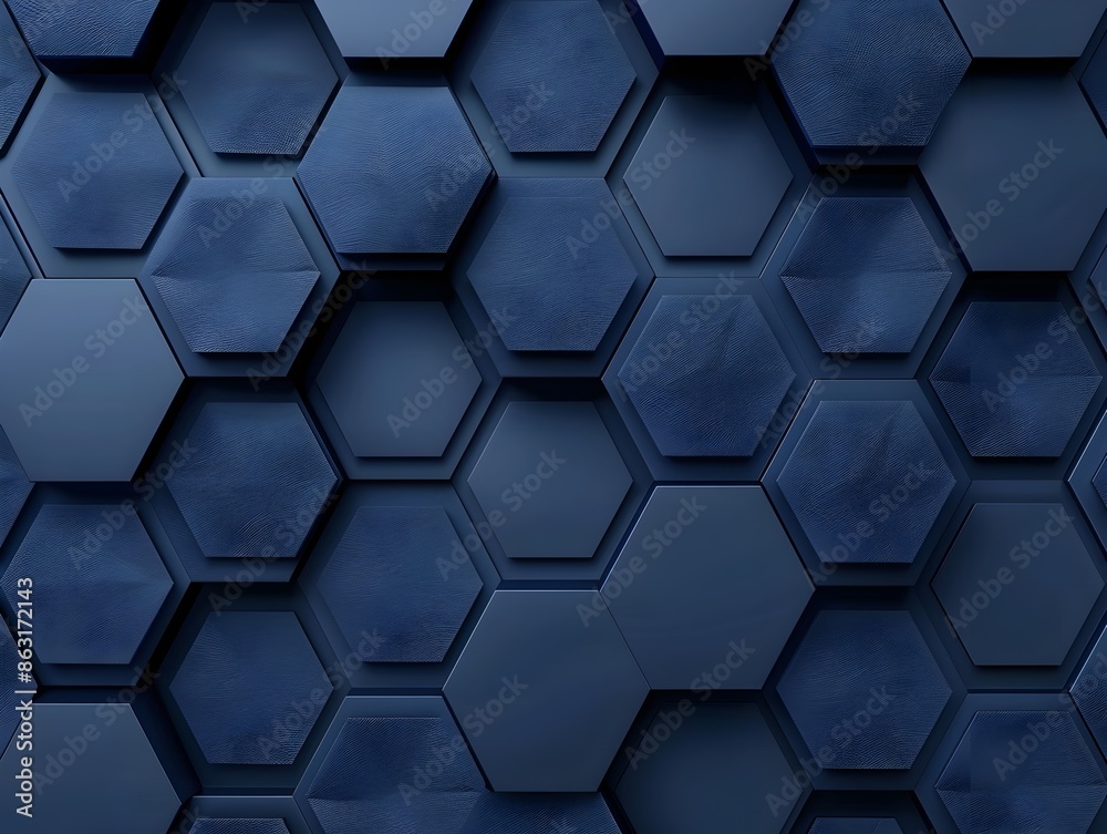 Stylized Hexagonal Backdrop with Nested Geometric Motifs and Navy Gradient