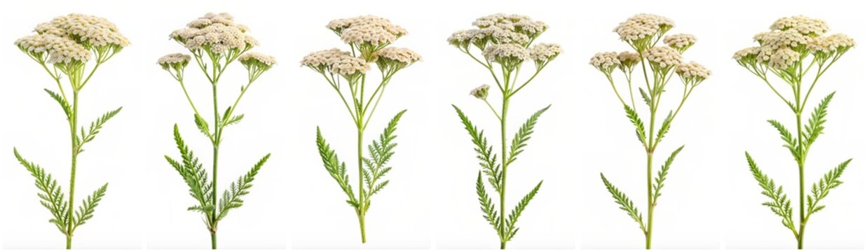 Yarrow flower set isolated on a white background