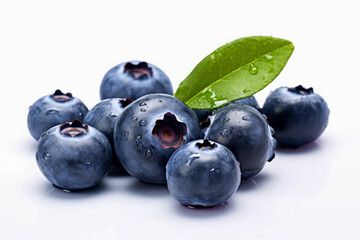 Wall Mural - A row of blueberries on a white background. The blueberries are fresh and ripe. Concept of abundance and freshness