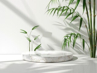 Canvas Print - White marble bowl on table