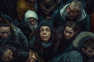 Wall Mural - A group of people standing together, various ages and genders