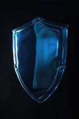 Poster - a transparent glass shield sitting on a dark, sleek background