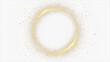 © Black - Golden circular frame with sparkles and flares, featuring abstract luminous particles and a yellow stardust light effect on a dark background. Christmas glares and sparks create a luxurious backdrop