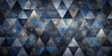 Dark mysterious abstract background featuring distressed vintage noir texture with scattered geometric shapes in shades of charcoal, silver, and midnight blue.