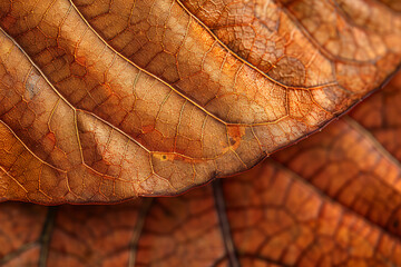Wall Mural - Closeup of an autumn leaf texture macro photography.