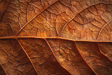 Wall Mural - Closeup of an autumn leaf texture macro photography.