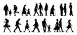 © Козич Денис - vector illustration. silhouettes of people walking along the street. Large set of characters of different ages.