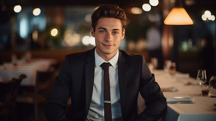 operational A handsome man with brown hair and hazel eyes wearing a suit