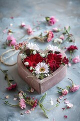 Sticker - Heart-Shaped Box of Flowers