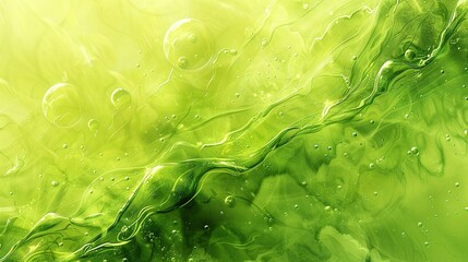 Wall Mural -   Green background with water droplets at the bottom