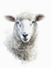 Poster - Sheep on White Background