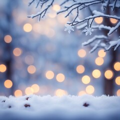 Wall Mural - a snow covered background with a blurry light in the background.