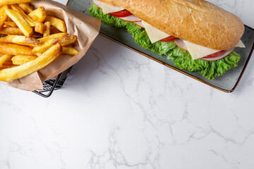 Poster - Fast food with french fries and croque