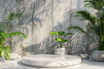 Poster - White table with plants