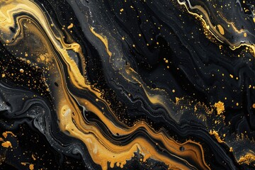 Sticker - Black and Gold Marble Close Up