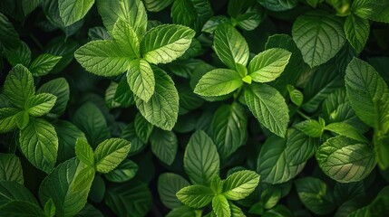 Wall Mural - beautiful close up view of green leaves in a public garden