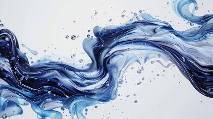 Blue water swirl splash with little bubbles isolated on clear png background, liquid flowing in form of wave, with Generative AI.