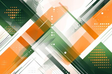 Wall Mural - Sophisticated abstract geometric design in green, orange, and white for a stylish presentation