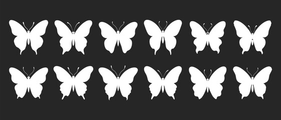 Canvas Print - Set of luxury butterfly silhouettes. Collection of insects. Sketch, tattoo, illustration, print