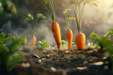 Wall Mural - carrots in the ground Generative AI