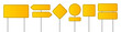 © Angela Ksen - Realistic yellow road sign. Isolated signal tables. Blank street traffic symbols, stopping boards. Signaling plates vector set. Signal road for control traffic collection illustration