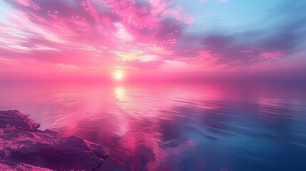 Wall Mural - Stunning panoramic photo of a pink and purple sky at sunset. Ideal for your header, website banner, or as a background