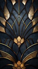 Wall Mural - A gold and blue design with a lot of detail