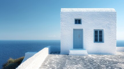 A white village on Santorini island, Greece, in the heart of Oia