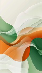 Wall Mural - Sophisticated green, orange, and white abstract geometric design for stylish presentations