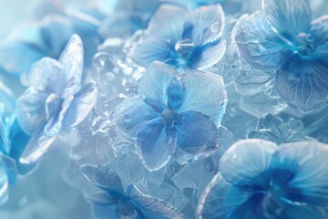 Poster - A close-up of blue flowers, ideal for use in botanical or nature-themed designs