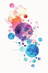 Canvas Print - Wallpaper type illustration of watercolour circles and splashes patterns