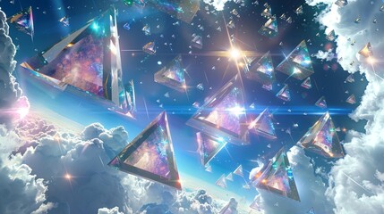 Wall Mural - Crystal Pyramids Above Clouds
