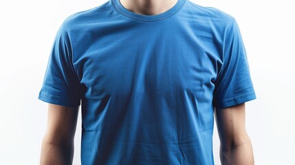 Wall Mural - Blue T shirt isolated on white background