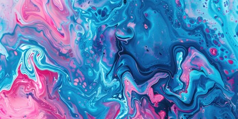 Poster - A detailed view of a colorful painting with blue and pink hues