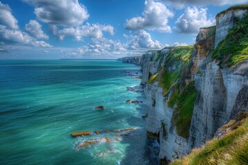 Poster - A breathtaking view of the ocean from a cliff, perfect for travel or nature-themed projects