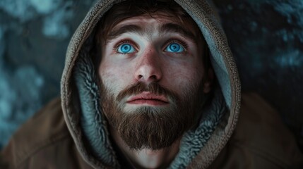 Aufkleber - A portrait of a man with a long beard and bright blue eyes