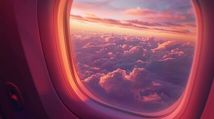 Wall Mural - View of the sky and clouds from an airplane window